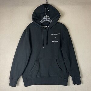 Public School New York Hoodie Mens M Black Embroidered Pockets Heavy Weight
